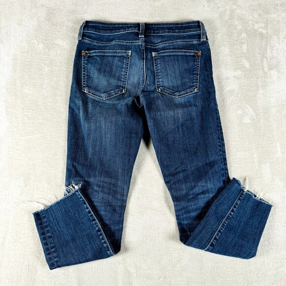 Pilcro and the Letterpress Jeans Women 25P 28x24 Straight Dark Wash Raw Hem - Picture 9 of 12